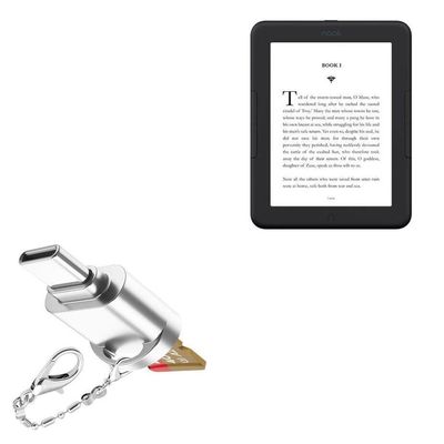 BoxWave Adapter Compatible with Barnes & Noble Nook GlowLight 4 - Micro SD Card miniReader, USB Type-C OTG Reader USB3.0 Adapter Keychain - Metallic Silver