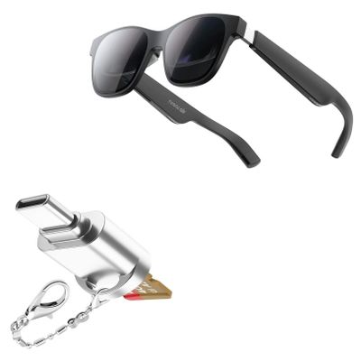 BoxWave Adapter Compatible with Nreal Air AR Glasses - Micro SD Card miniReader, USB Type-C OTG Reader USB3.0 Adapter Keychain - Metallic Silver