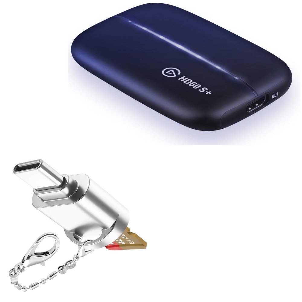 BoxWave Adapter Compatible with Elgato HD60 S+ - Micro SD Card miniReader, USB Type-C OTG Reader USB3.0 Adapter Keychain - Metallic Silver