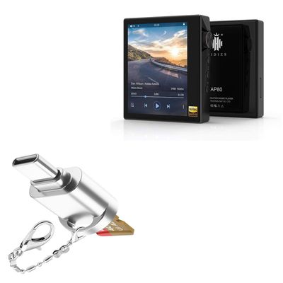 BoxWave Adapter Compatible with HIDIZS AP80 - Micro SD Card miniReader, USB Type-C OTG Reader USB3.0 Adapter Keychain - Metallic Silver