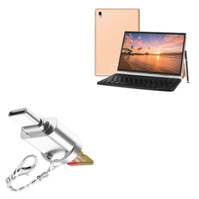 BoxWave Adapter Compatible with Oangcc Android Tablet Tab_A6 (10.1 in) - Micro SD Card miniReader, USB Type-C OTG Reader USB3.0 Adapter Keychain - Metallic Silver