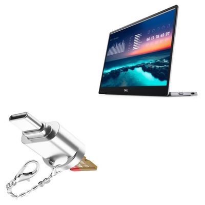 BoxWave Adapter Compatible with Dell 14 Portable Monitor (C1422H) - Micro SD Card miniReader, USB Type-C OTG Reader USB3.0 Adapter Keychain - Metallic Silver