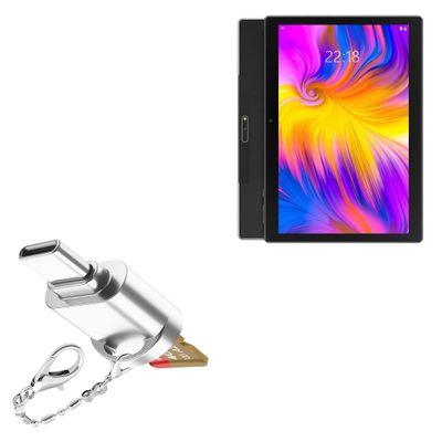 BoxWave Adapter Compatible with Winsing Android Tablet KTLA (10 in) - Micro SD Card miniReader, USB Type-C OTG Reader USB3.0 Adapter Keychain - Metallic Silver