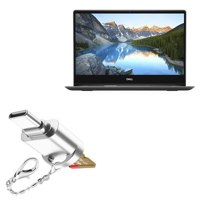 BoxWave Adapter Compatible with Dell Inspiron 13 7391 2-in-1 (13.3 in) - Micro SD Card miniReader, USB Type-C OTG Reader USB3.0 Adapter Keychain - Metallic Silver