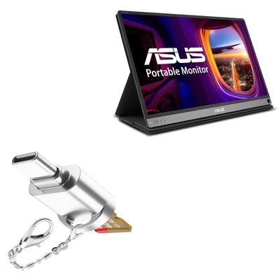BoxWave Adapter Compatible with ASUS MB16AC - Micro SD Card miniReader, USB Type-C OTG Reader USB3.0 Adapter Keychain - Metallic Silver