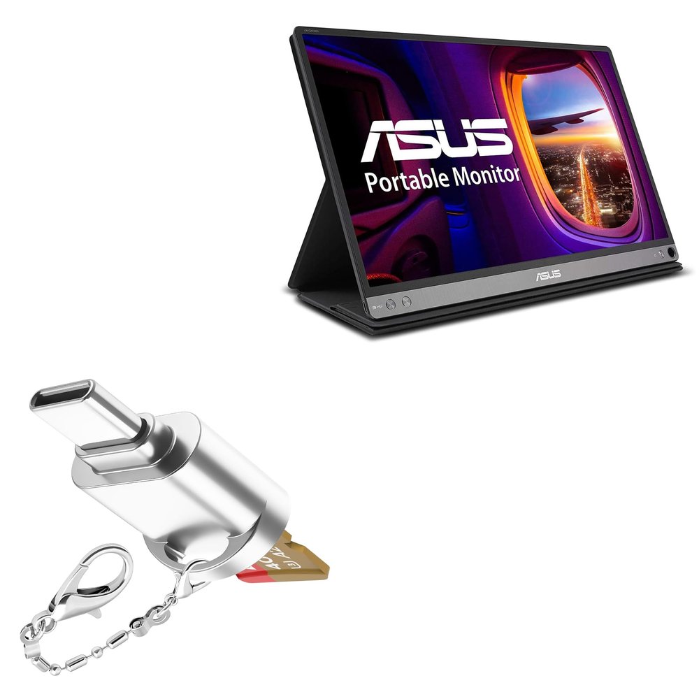 BoxWave Adapter Compatible with ASUS MB16AC - Micro SD Card miniReader, USB Type-C OTG Reader USB3.0 Adapter Keychain - Metallic Silver