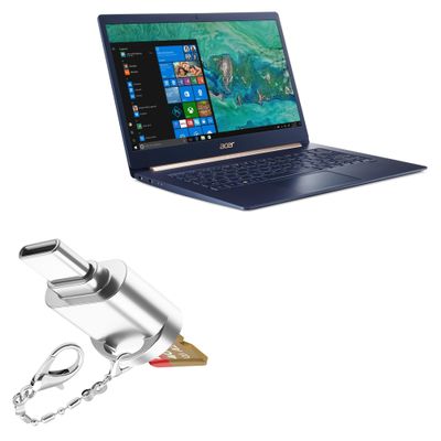 BoxWave Adapter Compatible with Acer Swift 5 (SF514-53T) - Micro SD Card miniReader, USB Type-C OTG Reader USB3.0 Adapter Keychain - Metallic Silver