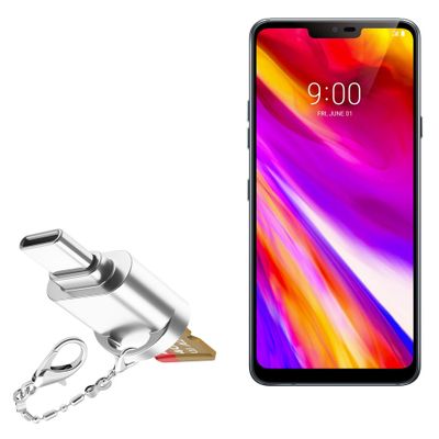 BoxWave Adapter Compatible with LG G7 ThinQ - Micro SD Card miniReader, USB Type-C OTG Reader USB3.0 Adapter Keychain - Metallic Silver