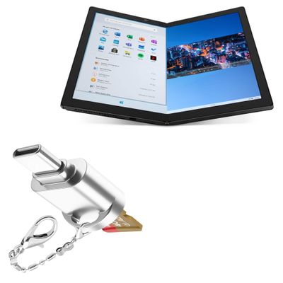 BoxWave Adapter Compatible with Lenovo ThinkPad X1 Fold - Micro SD Card miniReader, USB Type-C OTG Reader USB3.0 Adapter Keychain - Metallic Silver