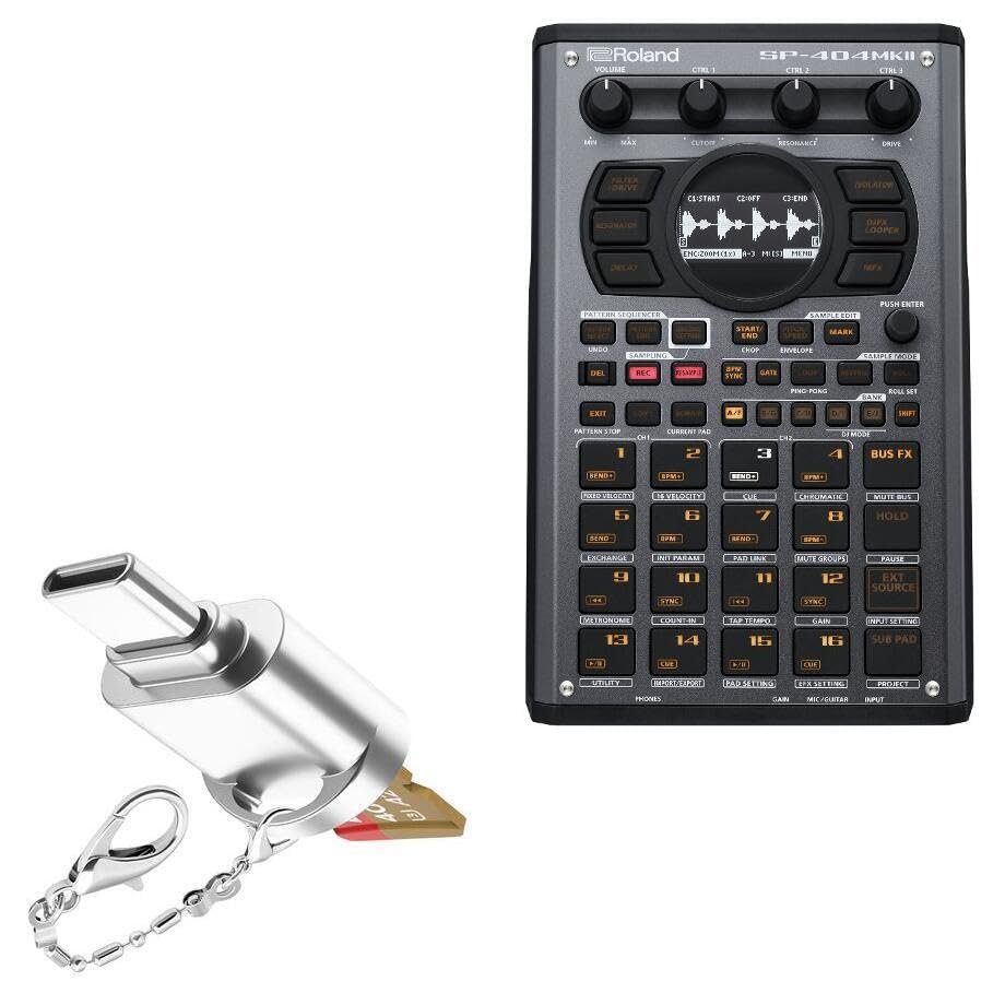 BoxWave Adapter Compatible with Roland SP-404 MKII - Micro SD Card miniReader, USB Type-C OTG Reader USB3.0 Adapter Keychain - Metallic Silver