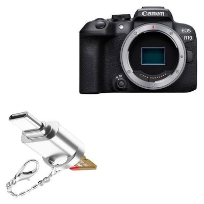 BoxWave Adapter Compatible with Canon EOS R10 - Micro SD Card miniReader, USB Type-C OTG Reader USB3.0 Adapter Keychain - Metallic Silver