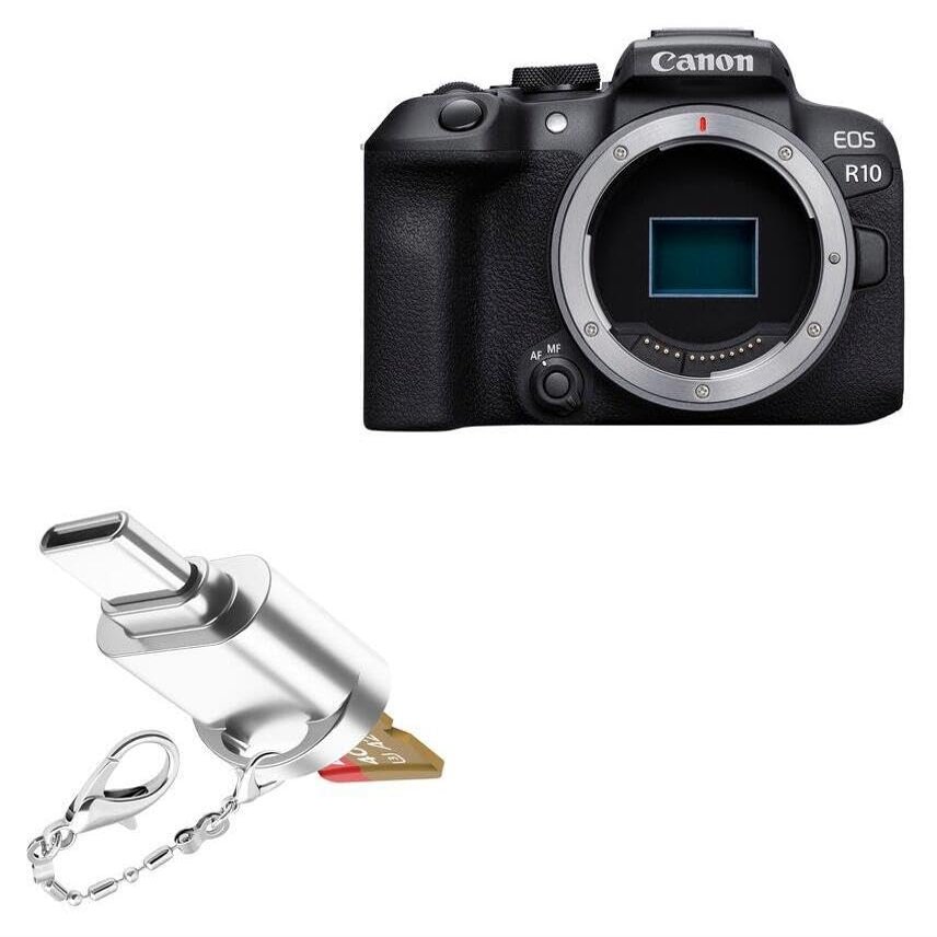 BoxWave Adapter Compatible with Canon EOS R10 - Micro SD Card miniReader, USB Type-C OTG Reader USB3.0 Adapter Keychain - Metallic Silver