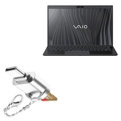 BoxWave Adapter Compatible with VAIO SX-14 (VJS144X) - Micro SD Card miniReader, USB Type-C OTG Reader USB3.0 Adapter Keychain - Metallic Silver