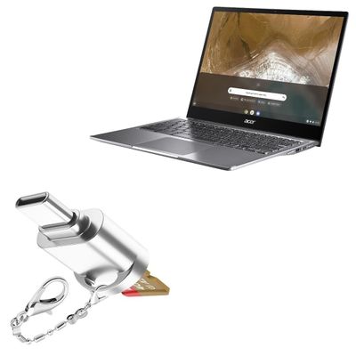 BoxWave Adapter Compatible with Acer Chromebook Spin 713 (CP713-2W) - Micro SD Card miniReader, USB Type-C OTG Reader USB3.0 Adapter Keychain - Metallic Silver