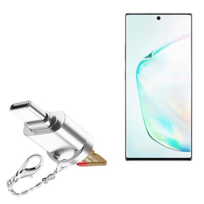 BoxWave Adapter Compatible with Samsung Galaxy Note 10 - Micro SD Card miniReader, USB Type-C OTG Reader USB3.0 Adapter Keychain - Metallic Silver