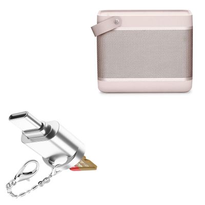 BoxWave Adapter Compatible with Bang & Olufsen Beolit 17 - Micro SD Card miniReader, USB Type-C OTG Reader USB3.0 Adapter Keychain - Metallic Silver