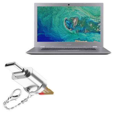 BoxWave Adapter Compatible with Acer Chromebook 15 (CB315) - Micro SD Card miniReader, USB Type-C OTG Reader USB3.0 Adapter Keychain - Metallic Silver