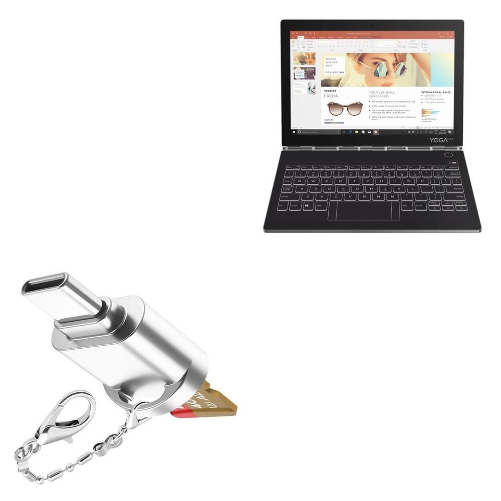 BoxWave Adapter Compatible with Lenovo Yoga Book C930 - Micro SD Card miniReader, USB Type-C OTG Reader USB3.0 Adapter Keychain - Metallic Silver