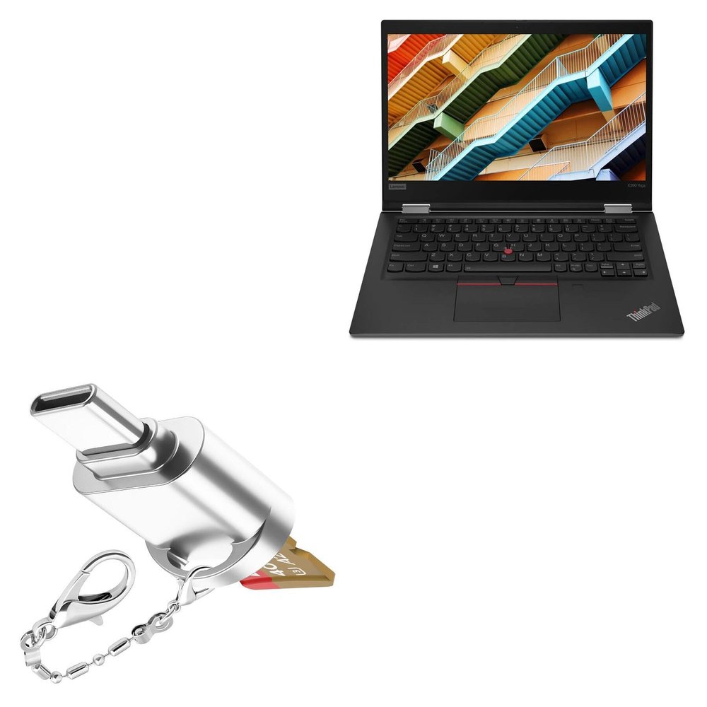 BoxWave Adapter Compatible with Lenovo ThinkPad X390 Yoga (13.3 in) - Micro SD Card miniReader, USB Type-C OTG Reader USB3.0 Adapter Keychain - Metallic Silver