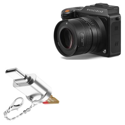 BoxWave Adapter Compatible with Hasselblad X2D 100C - Micro SD Card miniReader, USB Type-C OTG Reader USB3.0 Adapter Keychain - Metallic Silver