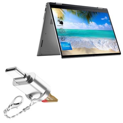 BoxWave Adapter Compatible with Dell Inspiron 14 2-in-1 (7420) - Micro SD Card miniReader, USB Type-C OTG Reader USB3.0 Adapter Keychain - Metallic Silver