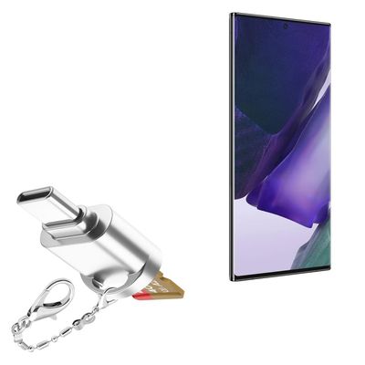 BoxWave Adapter Compatible with Samsung Galaxy Note 20 Ultra - Micro SD Card miniReader, USB Type-C OTG Reader USB3.0 Adapter Keychain - Metallic Silver
