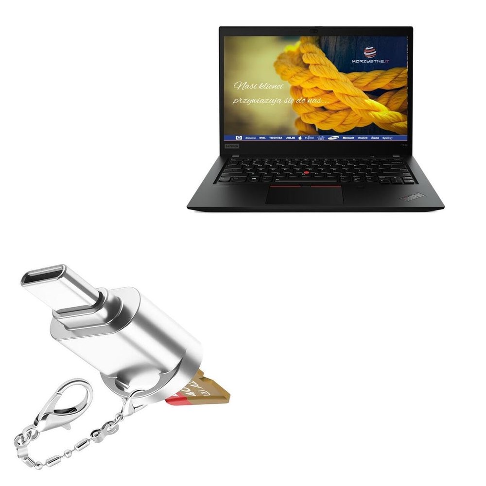 BoxWave Adapter Compatible with Lenovo ThinkPad T14s (14in) - Micro SD Card miniReader, USB Type-C OTG Reader USB3.0 Adapter Keychain - Metallic Silver