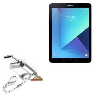 BoxWave Adapter Compatible with Samsung Galaxy Tab S3 - Micro SD Card miniReader, USB Type-C OTG Reader USB3.0 Adapter Keychain - Metallic Silver