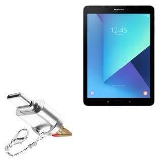 BoxWave Adapter Compatible with Samsung Galaxy Tab S3 - Micro SD Card miniReader, USB Type-C OTG Reader USB3.0 Adapter Keychain - Metallic Silver