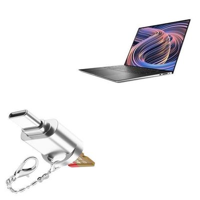 BoxWave Adapter Compatible with Dell XPS 15 (9520) - Micro SD Card miniReader, USB Type-C OTG Reader USB3.0 Adapter Keychain - Metallic Silver