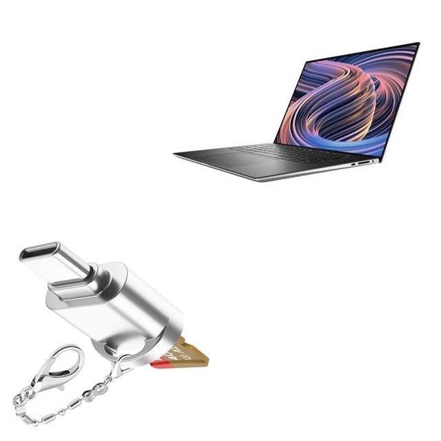 BoxWave Adapter Compatible with Dell XPS 15 (9520) - Micro SD Card miniReader, USB Type-C OTG Reader USB3.0 Adapter Keychain - Metallic Silver