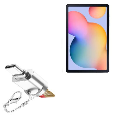 BoxWave Adapter Compatible with Samsung Galaxy Tab S6 Lite - Micro SD Card miniReader, USB Type-C OTG Reader USB3.0 Adapter Keychain - Metallic Silver