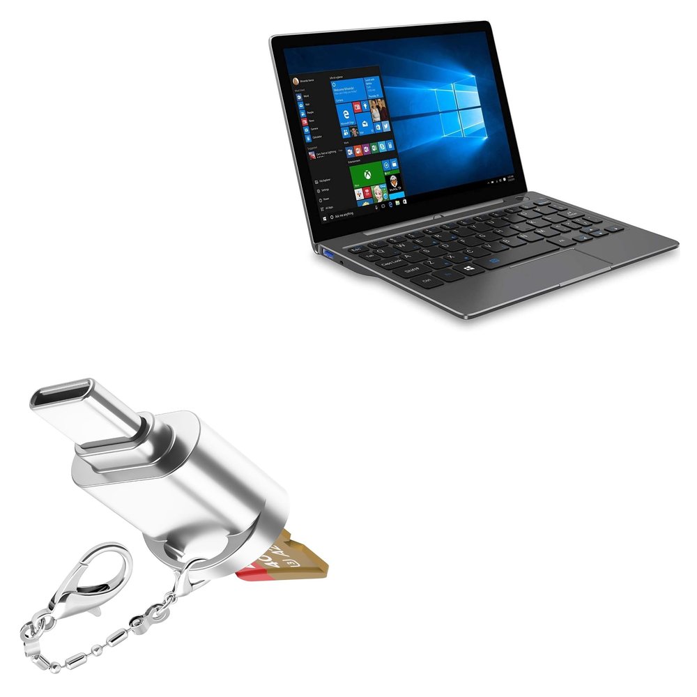 BoxWave Adapter Compatible with GPD P2 Max - Micro SD Card miniReader, USB Type-C OTG Reader USB3.0 Adapter Keychain - Metallic Silver