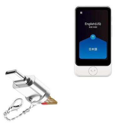 BoxWave Adapter Compatible with Pocketalk Plus Voice Translator - Micro SD Card miniReader, USB Type-C OTG Reader USB3.0 Adapter Keychain - Metallic Silver