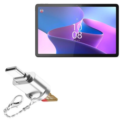 BoxWave Adapter Compatible with Lenovo Tab P11 Pro Gen 2 - Micro SD Card miniReader, USB Type-C OTG Reader USB3.0 Adapter Keychain - Metallic Silver