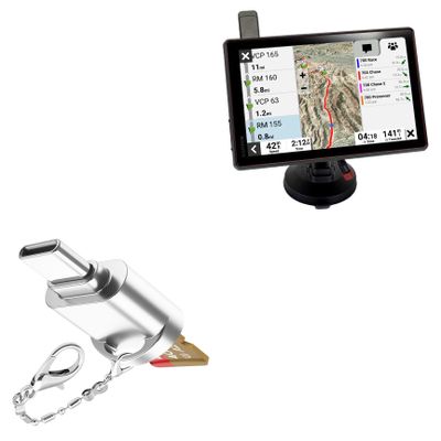 BoxWave Adapter Compatible with Garmin Tread XL Baja Chase - Micro SD Card miniReader, USB Type-C OTG Reader USB3.0 Adapter Keychain - Metallic Silver