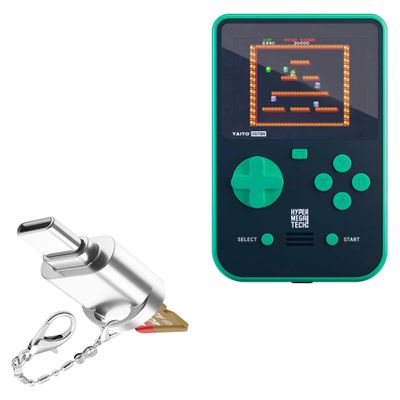 BoxWave Adapter Compatible with HyperMegaTech Super Pocket TAITO Edition - Micro SD Card miniReader, USB Type-C OTG Reader USB3.0 Adapter Keychain - Metallic Silver