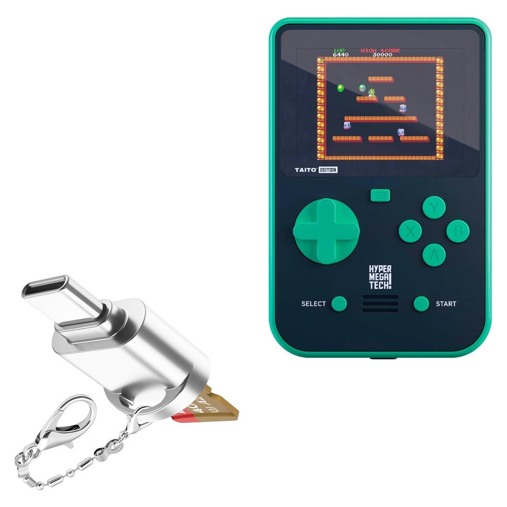 BoxWave Adapter Compatible with HyperMegaTech Super Pocket TAITO Edition - Micro SD Card miniReader, USB Type-C OTG Reader USB3.0 Adapter Keychain - Metallic Silver