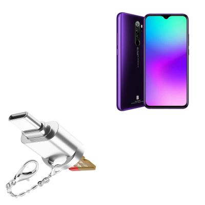 BoxWave Adapter Compatible with BLU G90 Pro - Micro SD Card miniReader, USB Type-C OTG Reader USB3.0 Adapter Keychain - Metallic Silver