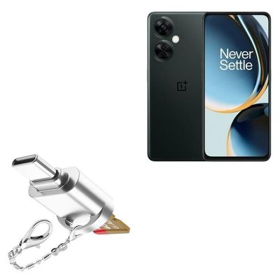 BoxWave Adapter Compatible with OnePlus Nord N30 - Micro SD Card miniReader, USB Type-C OTG Reader USB3.0 Adapter Keychain - Metallic Silver