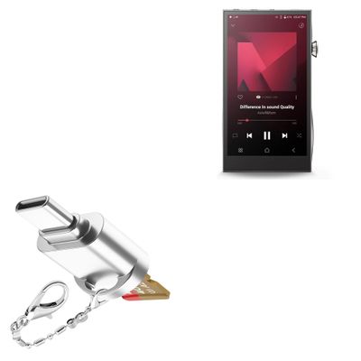 BoxWave Adapter Compatible with Astell & Kern A&Futura SE300 - Micro SD Card miniReader, USB Type-C OTG Reader USB3.0 Adapter Keychain - Metallic Silver