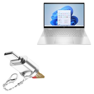 BoxWave Adapter Compatible with HP Envy x360 (15t-ew000) - Micro SD Card miniReader, USB Type-C OTG Reader USB3.0 Adapter Keychain - Metallic Silver