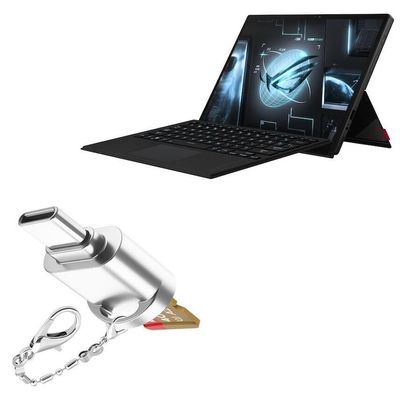 BoxWave Adapter Compatible with ASUS ROG Flow Z13 (2022) - Micro SD Card miniReader, USB Type-C OTG Reader USB3.0 Adapter Keychain - Metallic Silver