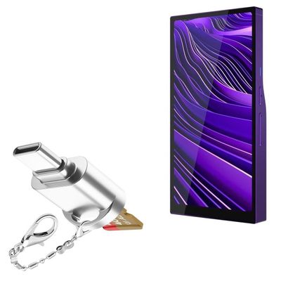 BoxWave Adapter Compatible with HiBy R6 Pro II - Micro SD Card miniReader, USB Type-C OTG Reader USB3.0 Adapter Keychain - Metallic Silver