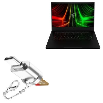 BoxWave Adapter Compatible with Razer Blade 14 RTX 3080 Ti - Micro SD Card miniReader, USB Type-C OTG Reader USB3.0 Adapter Keychain - Metallic Silver