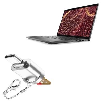 BoxWave Adapter Compatible with Dell Latitude 7430 - Micro SD Card miniReader, USB Type-C OTG Reader USB3.0 Adapter Keychain - Metallic Silver