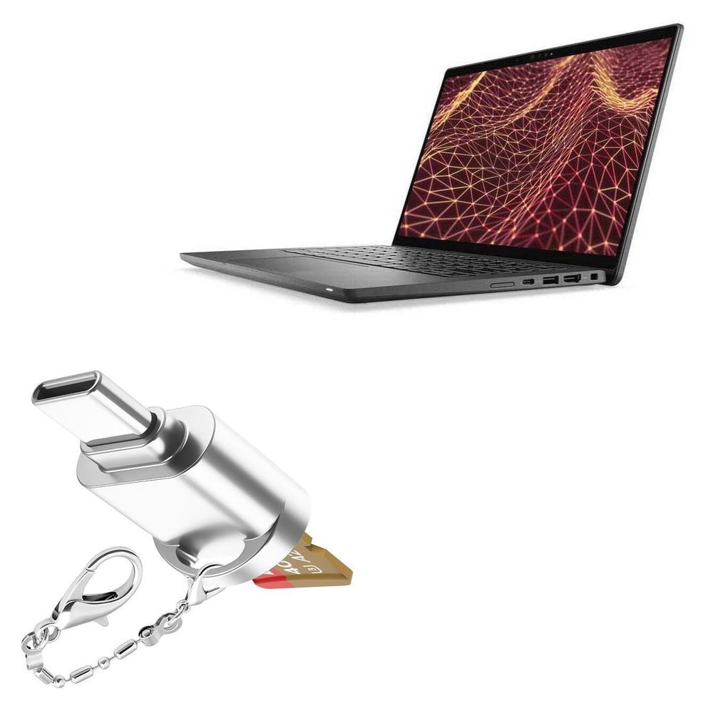 BoxWave Adapter Compatible with Dell Latitude 7430 - Micro SD Card miniReader, USB Type-C OTG Reader USB3.0 Adapter Keychain - Metallic Silver