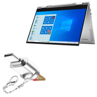 BoxWave Adapter Compatible with Dell Inspiron 15 2-in-1 (7506) - Micro SD Card miniReader, USB Type-C OTG Reader USB3.0 Adapter Keychain - Metallic Silver
