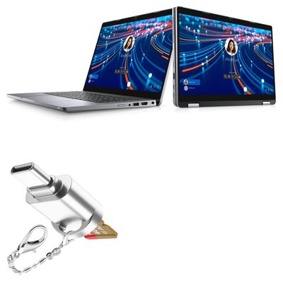 BoxWave Adapter Compatible with Dell Latitude 5320 2-in-1 - Micro SD Card miniReader, USB Type-C OTG Reader USB3.0 Adapter Keychain - Metallic Silver