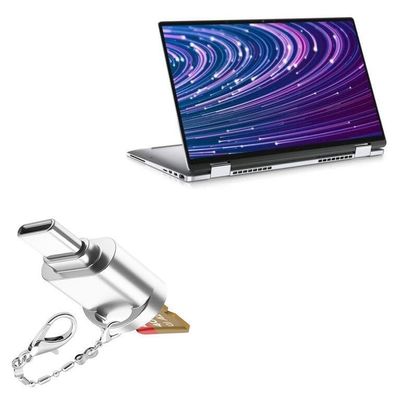 BoxWave Adapter Compatible with Dell Latitude 9520 2-in-1 - Micro SD Card miniReader, USB Type-C OTG Reader USB3.0 Adapter Keychain - Metallic Silver
